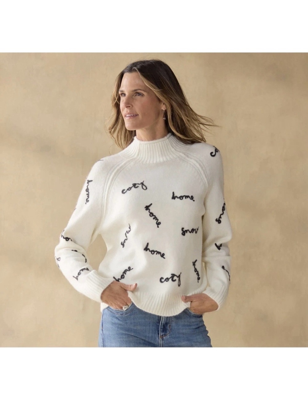 Sundance Boho Embroidered Sweater White Knit Pullover Women XL Soft Cozy